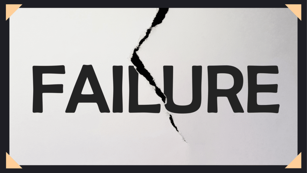 Image of the word "failure" on a torn piece of paper.