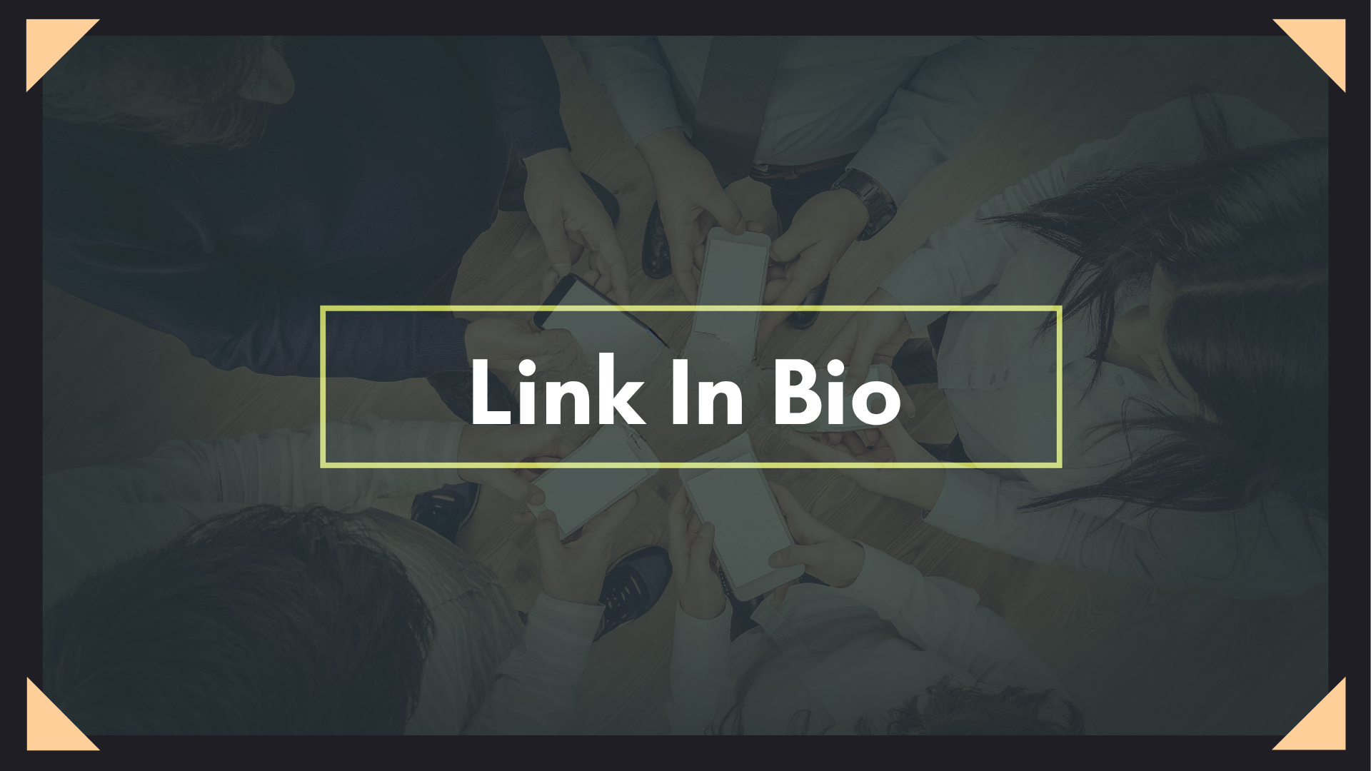 Image with dark background and the words "link in bio"