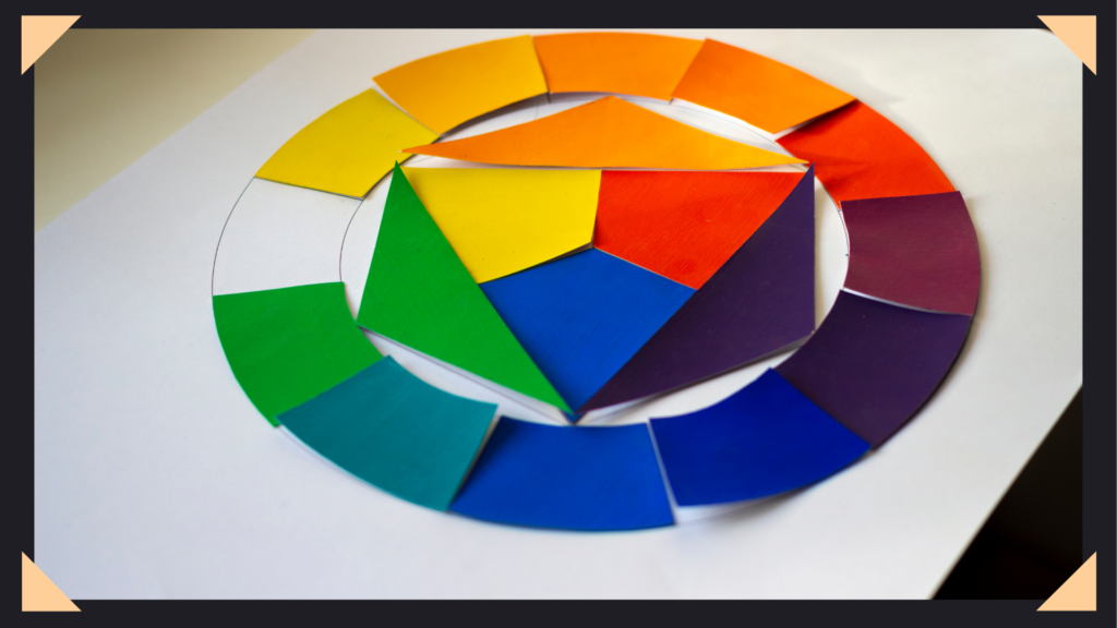 Color wheel with the primary, complementary, and tertiary colors in color theory.