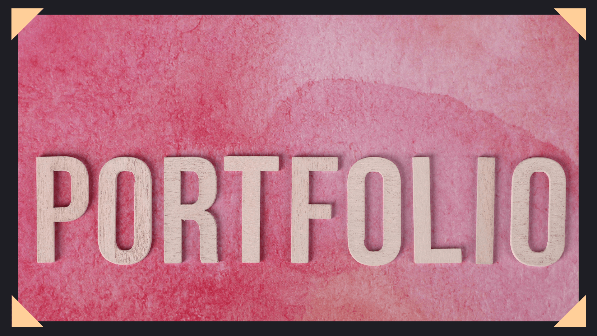 The word "portfolio" on a pink background.